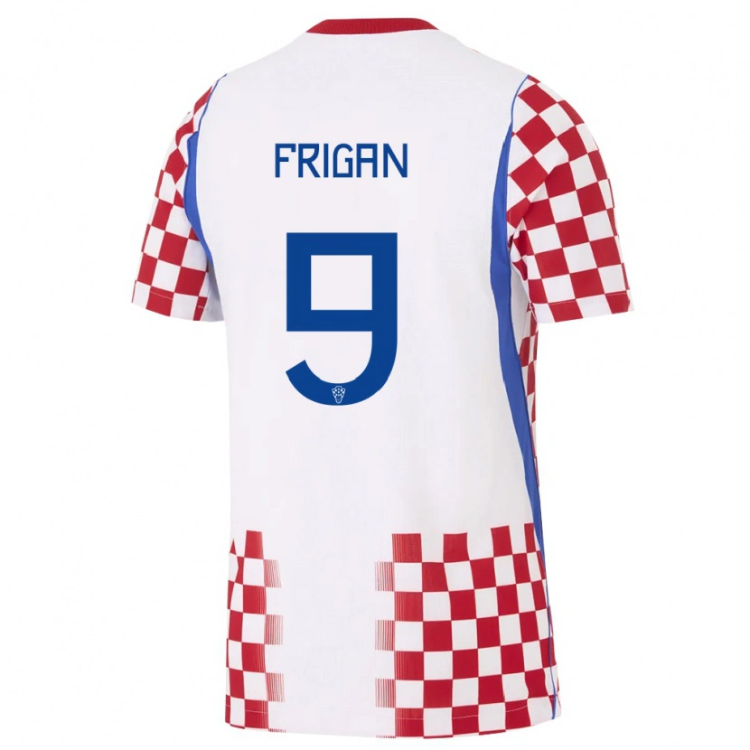 Danxen Mujer Camiseta Croacia Matija Frigan #9 Blanco Rojo Azul 1ª Equipación 26-28 La Camisa