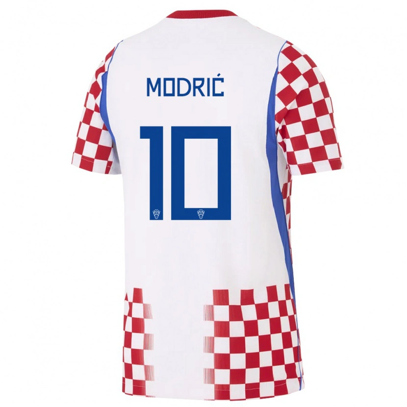 Danxen Mujer Camiseta Croacia Luka Modrić #10 Blanco Rojo Azul 1ª Equipación 26-28 La Camisa