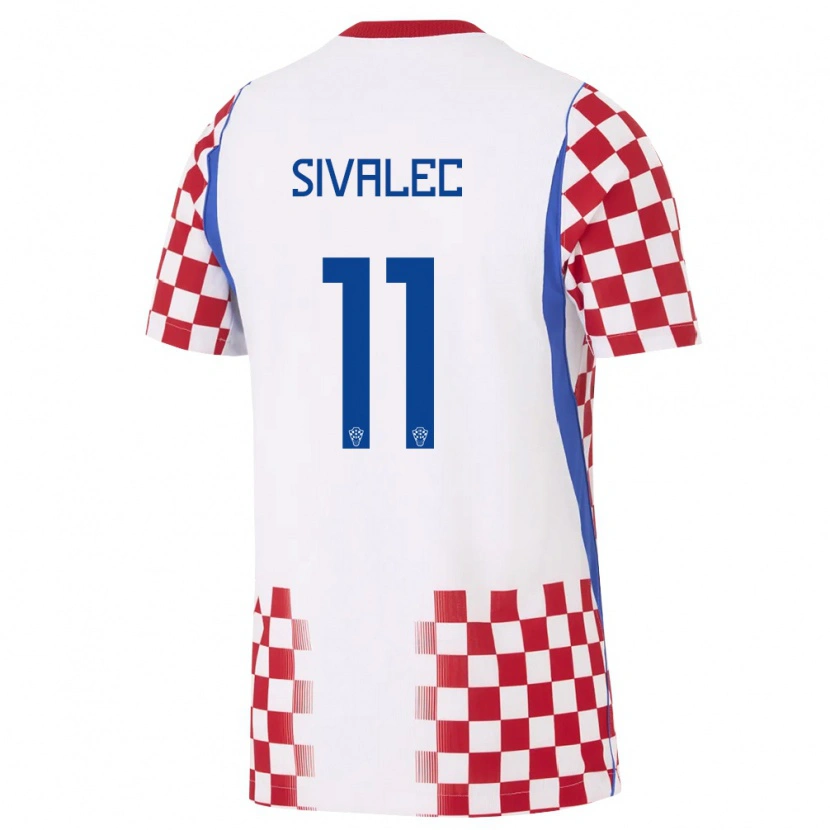 Danxen Mujer Camiseta Croacia Gabrijel Sivalec #11 Blanco Rojo Azul 1ª Equipación 26-28 La Camisa