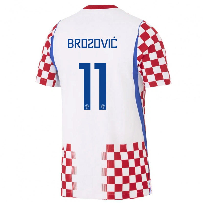 Danxen Mujer Camiseta Croacia Marcelo Brozovic #11 Blanco Rojo Azul 1ª Equipación 26-28 La Camisa