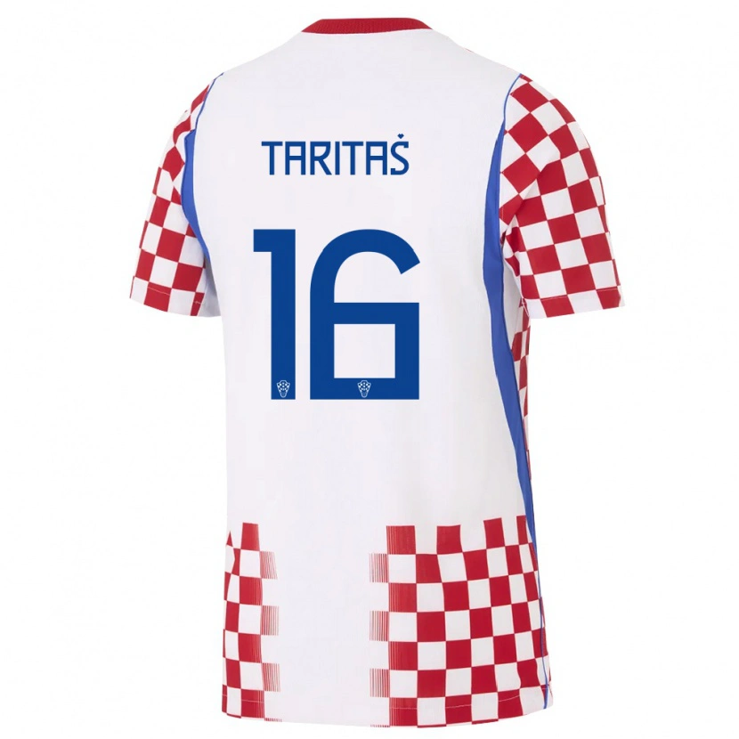 Danxen Mujer Camiseta Croacia Martina Taritas #16 Blanco Rojo Azul 1ª Equipación 26-28 La Camisa
