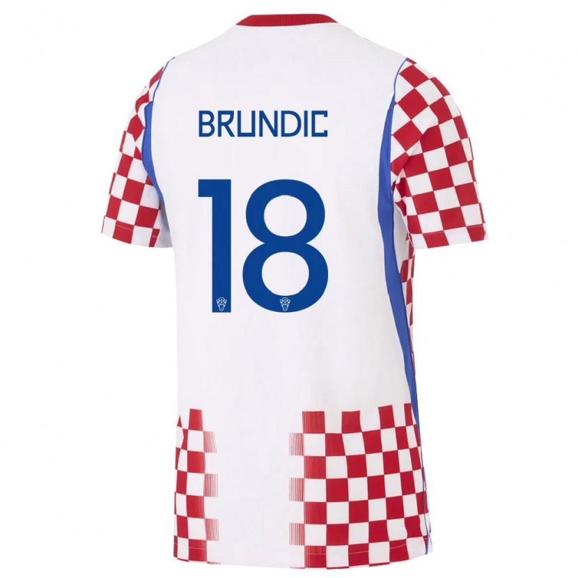 Danxen Mujer Camiseta Croacia Josip Brundic #18 Blanco Rojo Azul 1ª Equipación 26-28 La Camisa