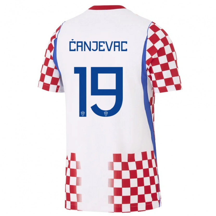 Danxen Mujer Camiseta Croacia Janja Canjevac #19 Blanco Rojo Azul 1ª Equipación 26-28 La Camisa