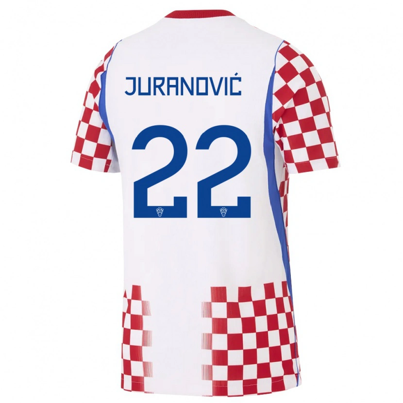 Danxen Mujer Camiseta Croacia Josip Juranovic #22 Blanco Rojo Azul 1ª Equipación 26-28 La Camisa