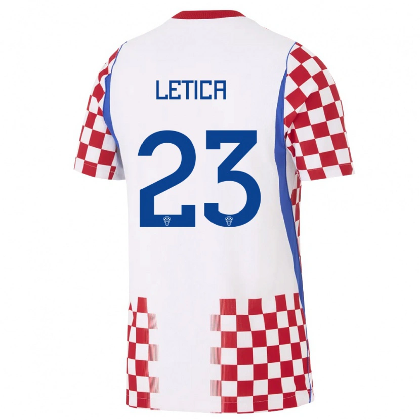 Danxen Mujer Camiseta Croacia Karlo Letica #23 Blanco Rojo Azul 1ª Equipación 26-28 La Camisa