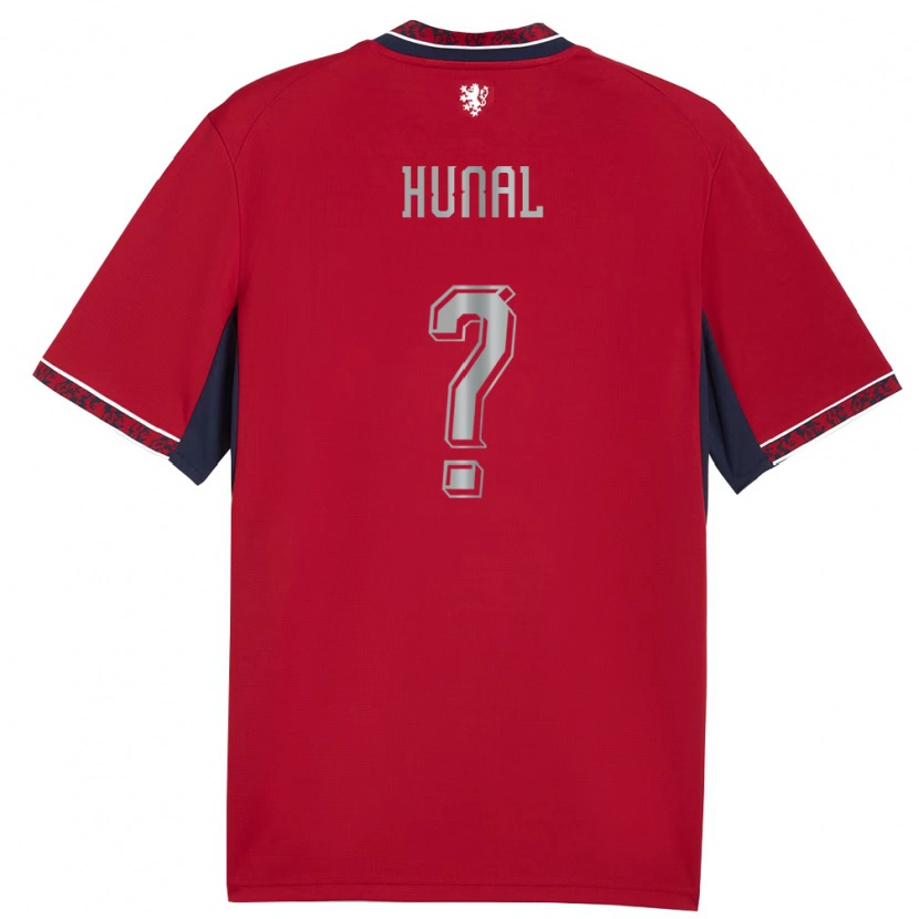 Danxen Mujer Camiseta Chequia Eric Hunal #0 Rojo Blanco Marino 1ª Equipación 26-28 La Camisa