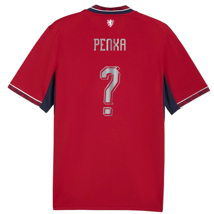 Danxen Mujer Camiseta Chequia Lukas Penxa #0 Rojo Blanco Marino 1ª Equipación 26-28 La Camisa