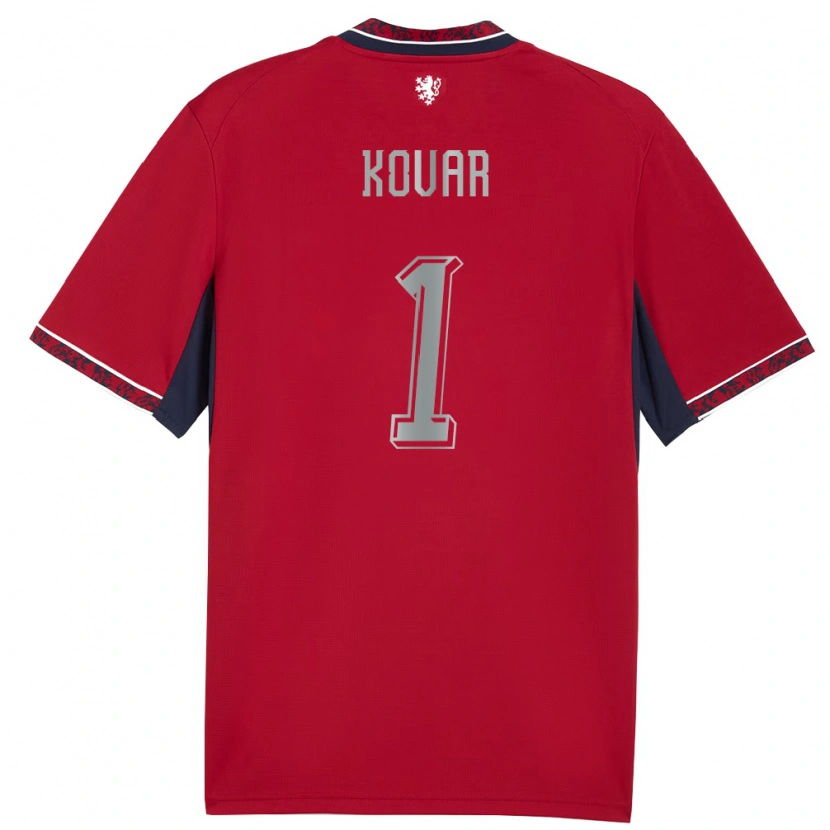 Danxen Mujer Camiseta Chequia Matej Kovar #1 Rojo Blanco Marino 1ª Equipación 26-28 La Camisa