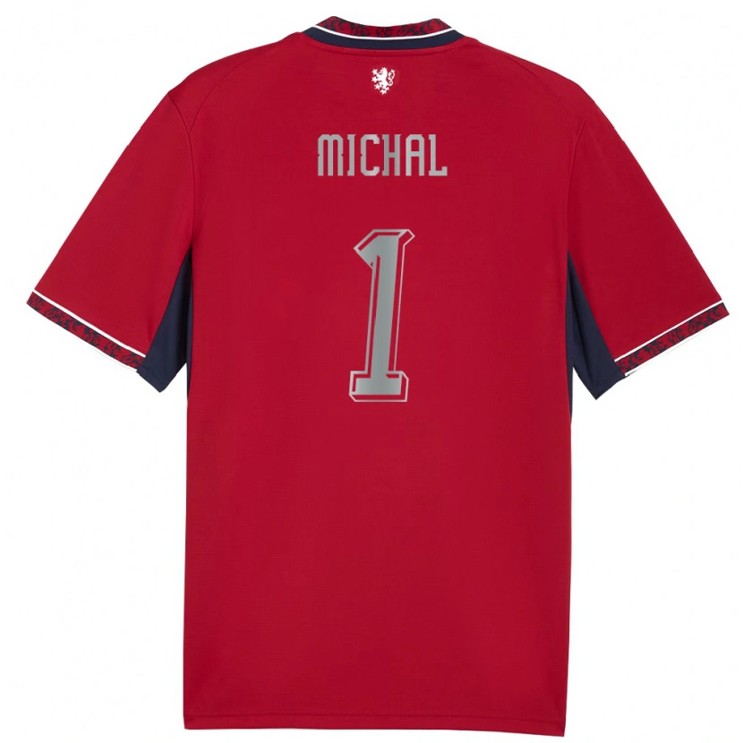 Danxen Mujer Camiseta Chequia Denis Michal #1 Rojo Blanco Marino 1ª Equipación 26-28 La Camisa