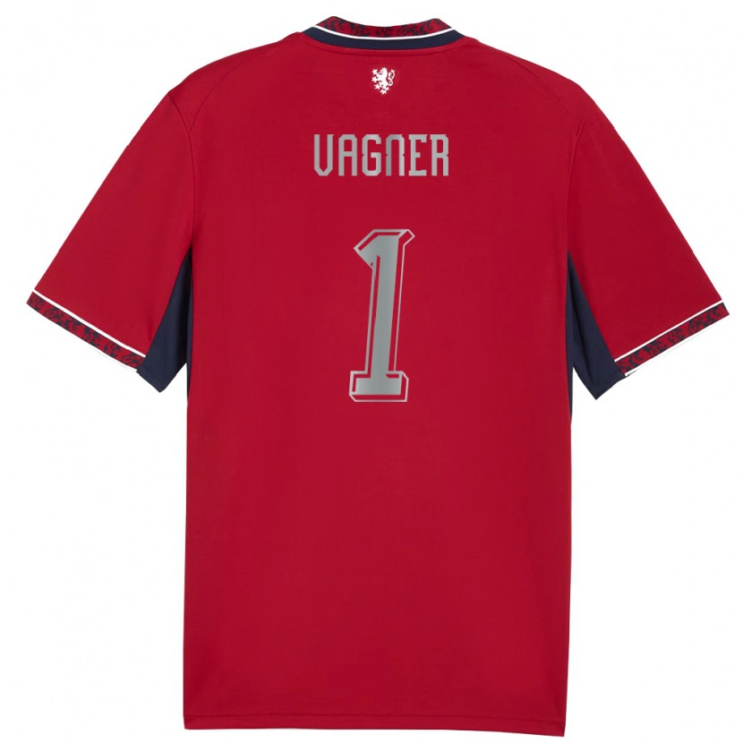 Danxen Mujer Camiseta Chequia Matyas Vagner #1 Rojo Blanco Marino 1ª Equipación 26-28 La Camisa
