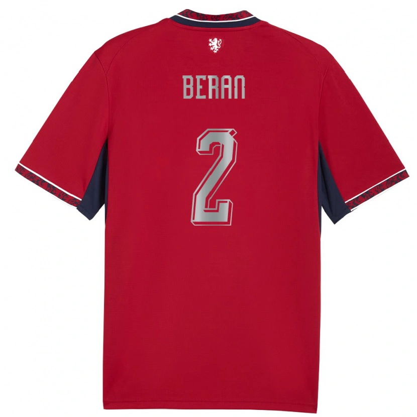Danxen Mujer Camiseta Chequia Stepan Beran #2 Rojo Blanco Marino 1ª Equipación 26-28 La Camisa