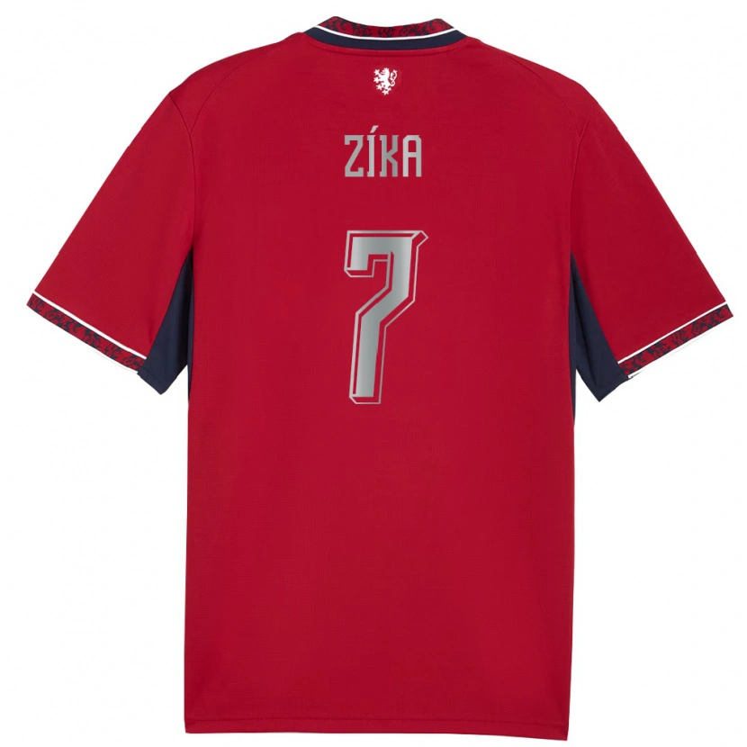 Danxen Mujer Camiseta Chequia Jan Zíka #7 Rojo Blanco Marino 1ª Equipación 26-28 La Camisa