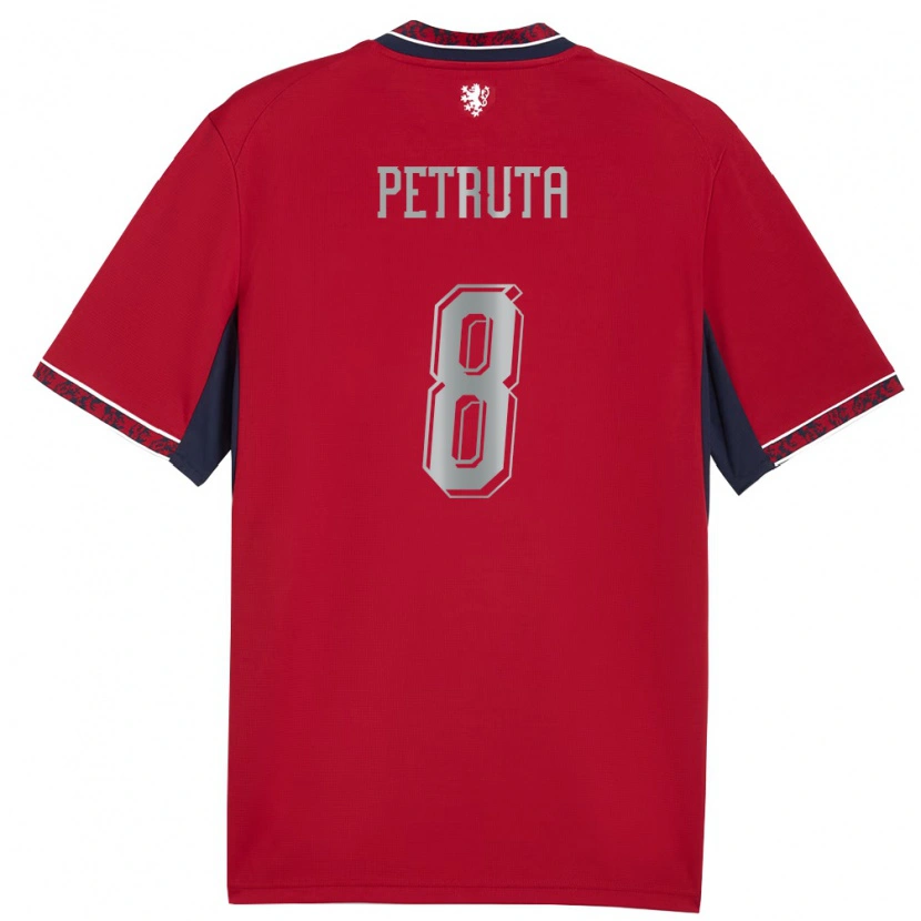 Danxen Mujer Camiseta Chequia Stanislav Petruța #8 Rojo Blanco Marino 1ª Equipación 26-28 La Camisa
