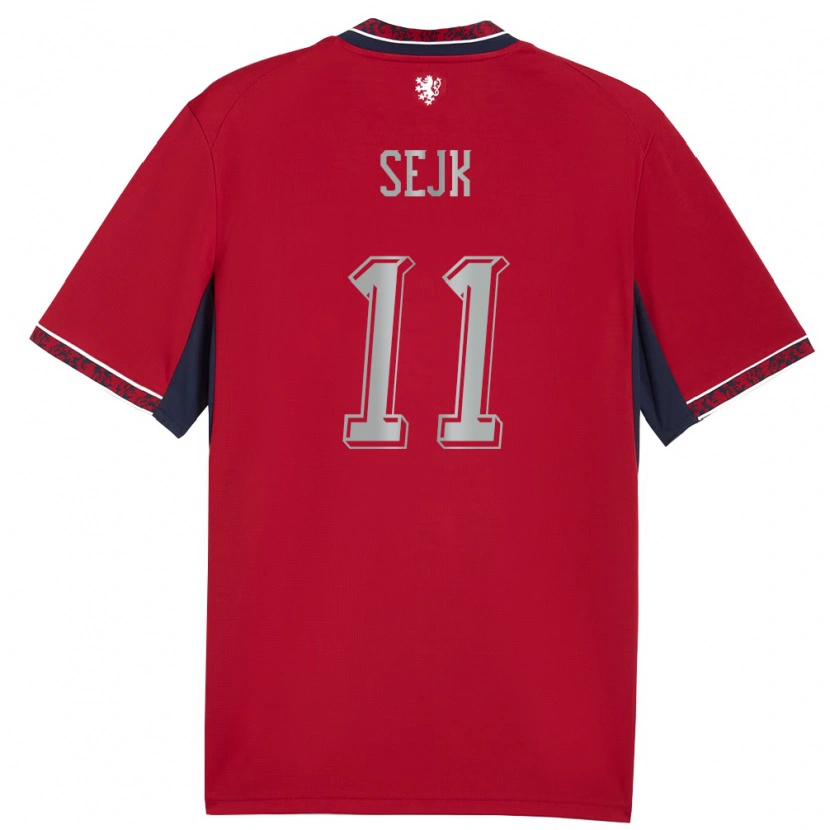 Danxen Mujer Camiseta Chequia Vaclav Sejk #11 Rojo Blanco Marino 1ª Equipación 26-28 La Camisa
