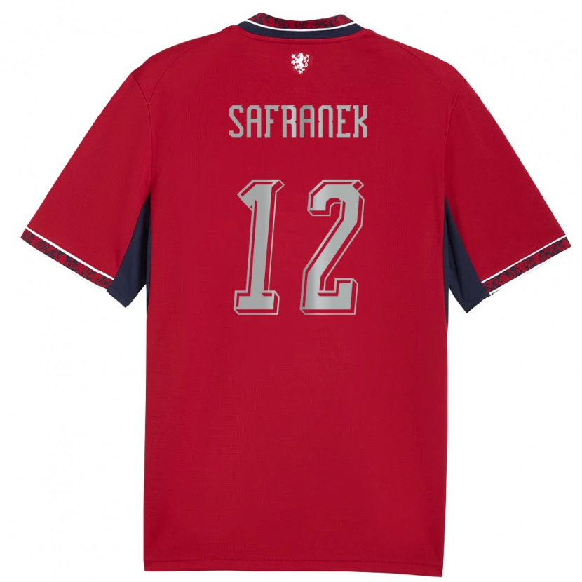 Danxen Mujer Camiseta Chequia Adam Safranek #12 Rojo Blanco Marino 1ª Equipación 26-28 La Camisa
