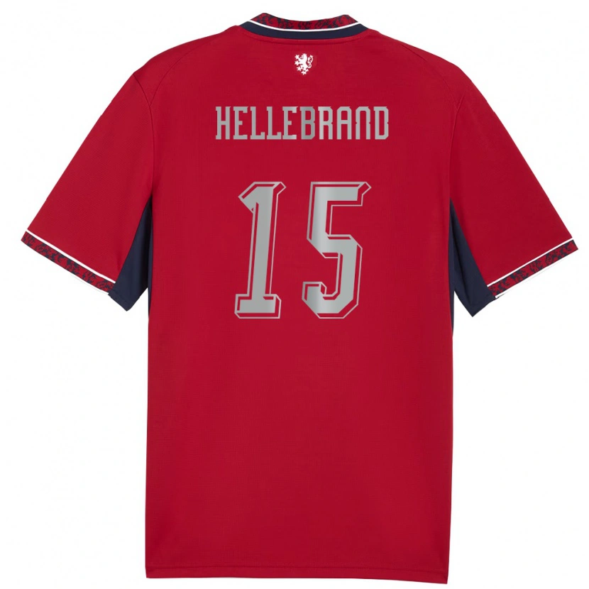 Danxen Mujer Camiseta Chequia Patrik Hellebrand #15 Rojo Blanco Marino 1ª Equipación 26-28 La Camisa