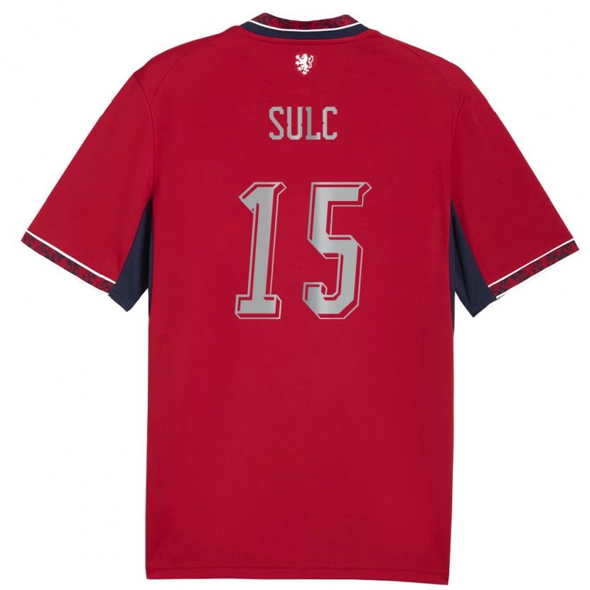 Danxen Mujer Camiseta Chequia Pavel Sulc #15 Rojo Blanco Marino 1ª Equipación 26-28 La Camisa