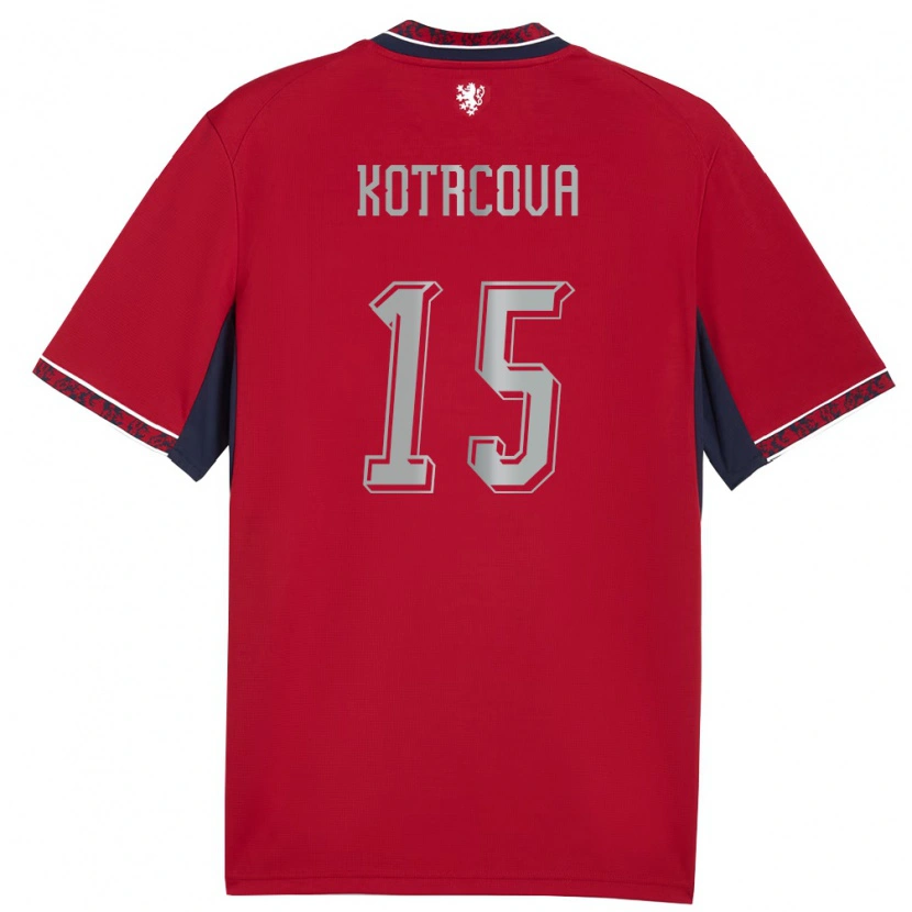 Danxen Mujer Camiseta Chequia Kateřina Kotrčová #15 Rojo Blanco Marino 1ª Equipación 26-28 La Camisa