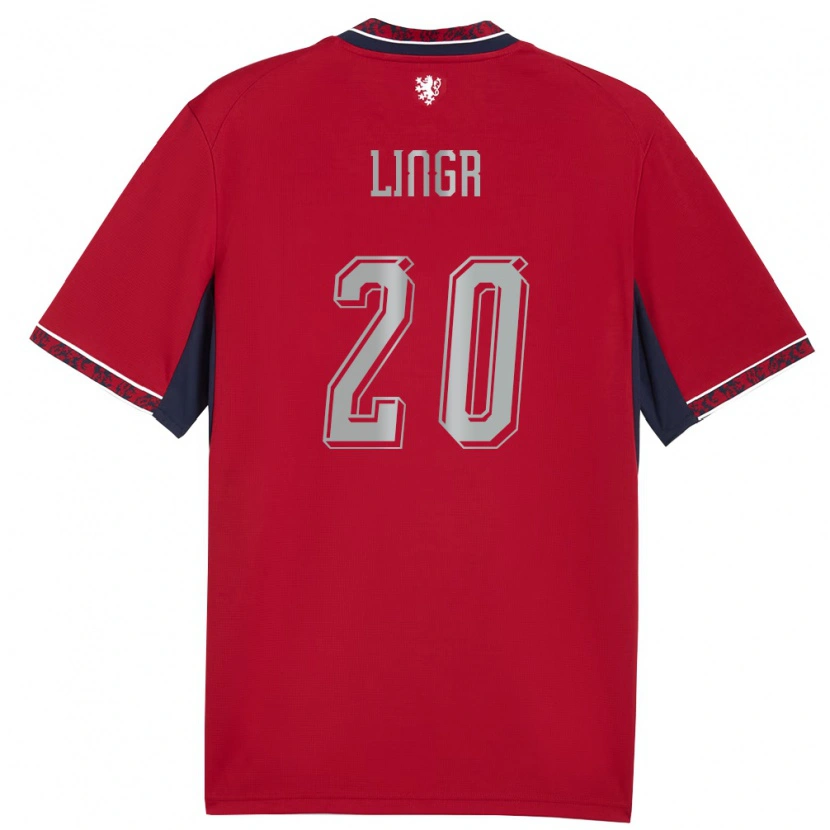 Danxen Mujer Camiseta Chequia Ondrej Lingr #20 Rojo Blanco Marino 1ª Equipación 26-28 La Camisa