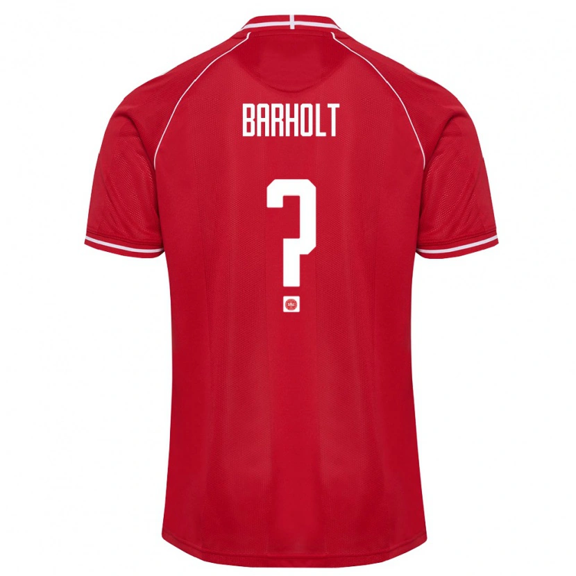 Danxen Mujer Camiseta Dinamarca Noah Barholt #0 Rojo Blanco 1ª Equipación 26-28 La Camisa
