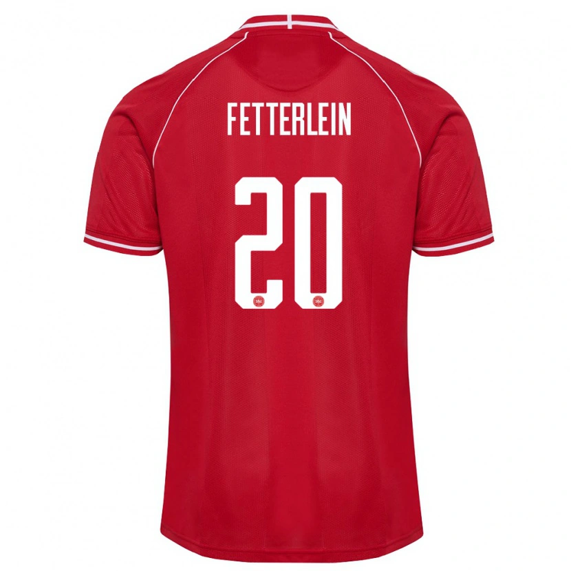 Danxen Mujer Camiseta Dinamarca Sean Fetterlein #20 Rojo Blanco 1ª Equipación 26-28 La Camisa