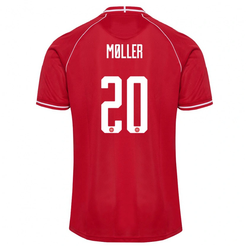 Danxen Mujer Camiseta Dinamarca Caroline Moller #20 Rojo Blanco 1ª Equipación 26-28 La Camisa