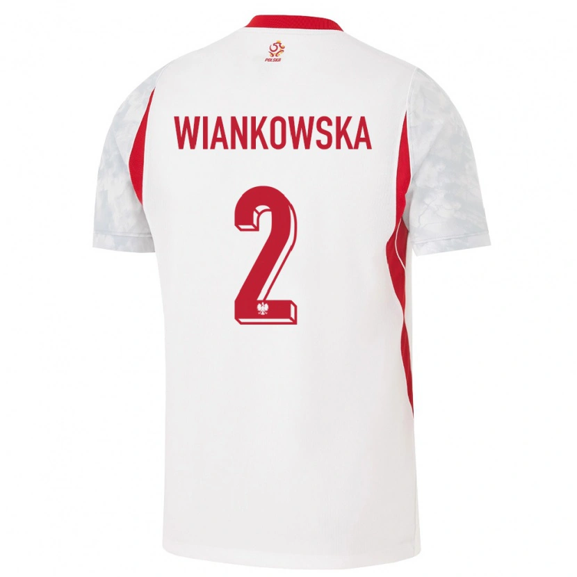 Danxen Mujer Camiseta Polonia Martyna Wiankowska #2 Blanco Rojo Gris 1ª Equipación 26-28 La Camisa