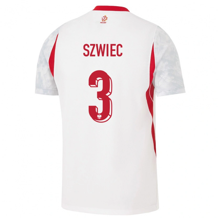 Danxen Mujer Camiseta Polonia Dawid Szwiec #3 Blanco Rojo Gris 1ª Equipación 26-28 La Camisa