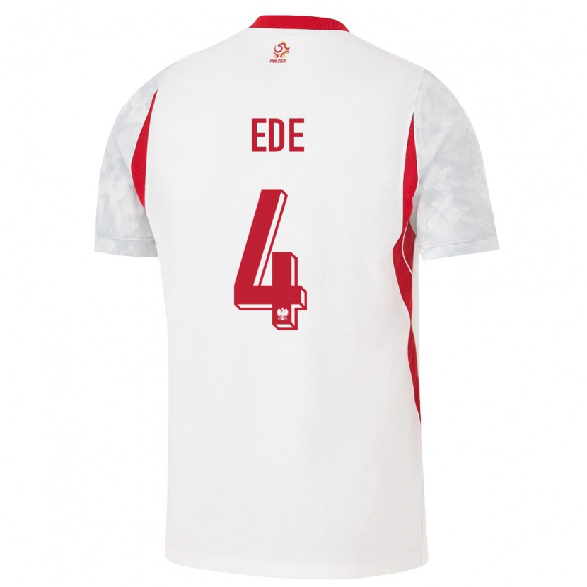 Danxen Mujer Camiseta Polonia Bright Ede #4 Blanco Rojo Gris 1ª Equipación 26-28 La Camisa