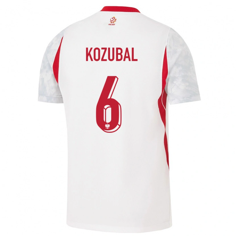 Danxen Mujer Camiseta Polonia Antoni Kozubal #6 Blanco Rojo Gris 1ª Equipación 26-28 La Camisa
