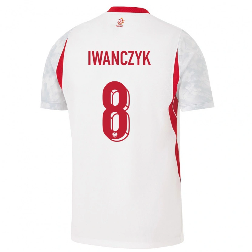 Danxen Mujer Camiseta Polonia Aleksander Iwanczyk #8 Blanco Rojo Gris 1ª Equipación 26-28 La Camisa