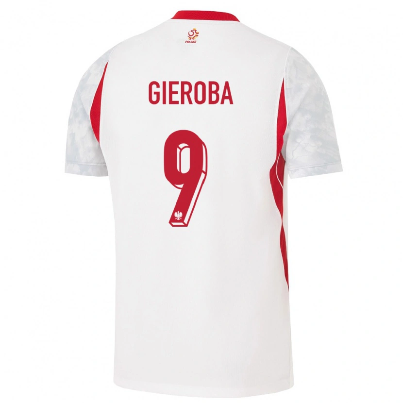 Danxen Mujer Camiseta Polonia Stanisław Gieroba #9 Blanco Rojo Gris 1ª Equipación 26-28 La Camisa