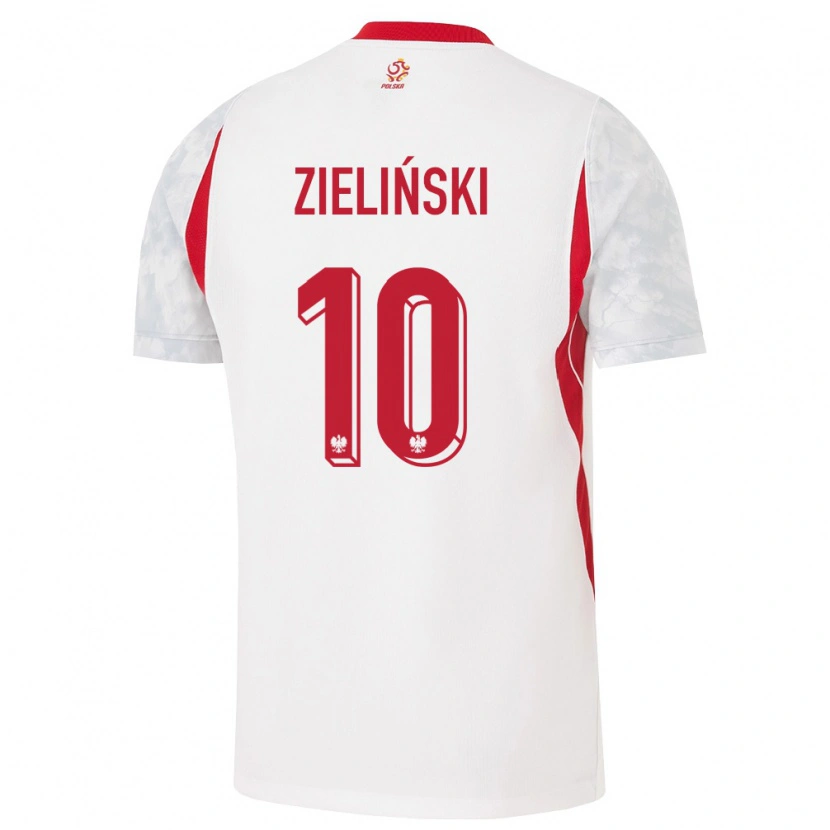 Danxen Mujer Camiseta Polonia Piotr Zieliński #10 Blanco Rojo Gris 1ª Equipación 26-28 La Camisa