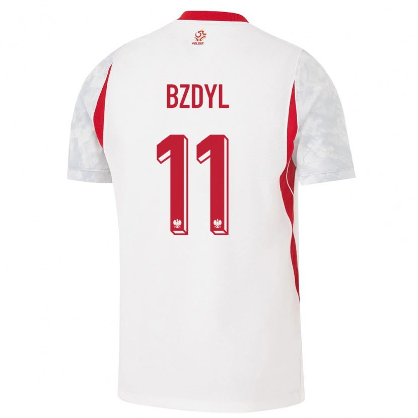 Danxen Mujer Camiseta Polonia Fabian Bzdyl #11 Blanco Rojo Gris 1ª Equipación 26-28 La Camisa