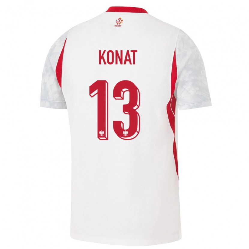 Danxen Mujer Camiseta Polonia Katarzyna Konat #13 Blanco Rojo Gris 1ª Equipación 26-28 La Camisa