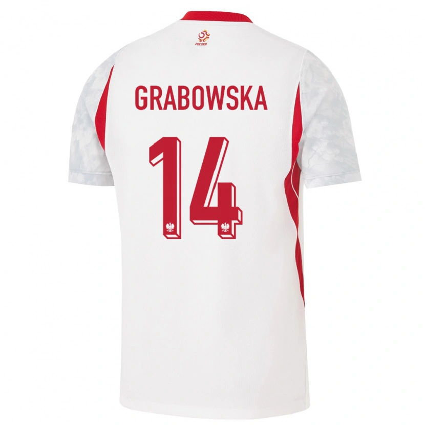 Danxen Mujer Camiseta Polonia Dominika Grabowska #14 Blanco Rojo Gris 1ª Equipación 26-28 La Camisa