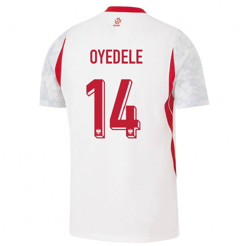 Danxen Mujer Camiseta Polonia Maximillian Oyedele #14 Blanco Rojo Gris 1ª Equipación 26-28 La Camisa