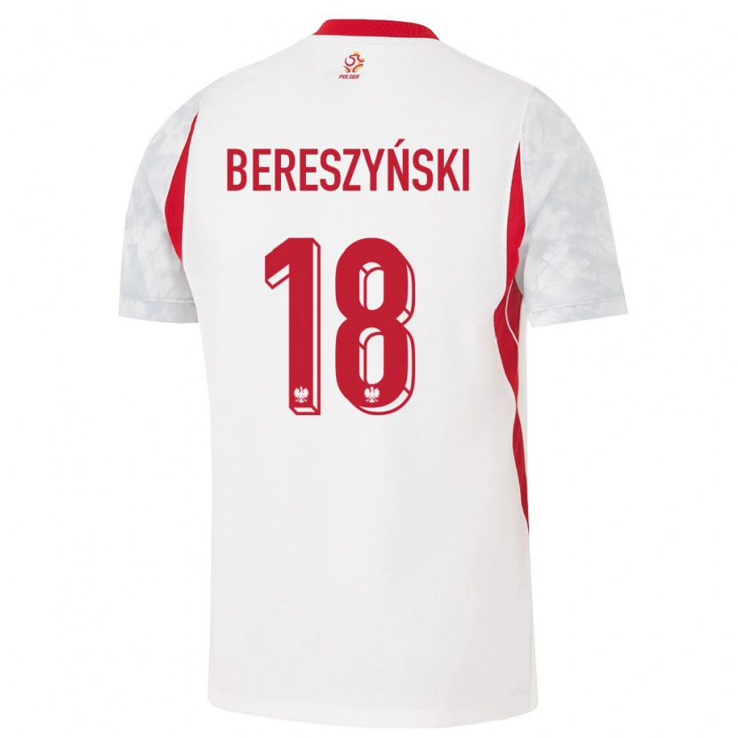 Danxen Mujer Camiseta Polonia Bartosz Bereszyński #18 Blanco Rojo Gris 1ª Equipación 26-28 La Camisa