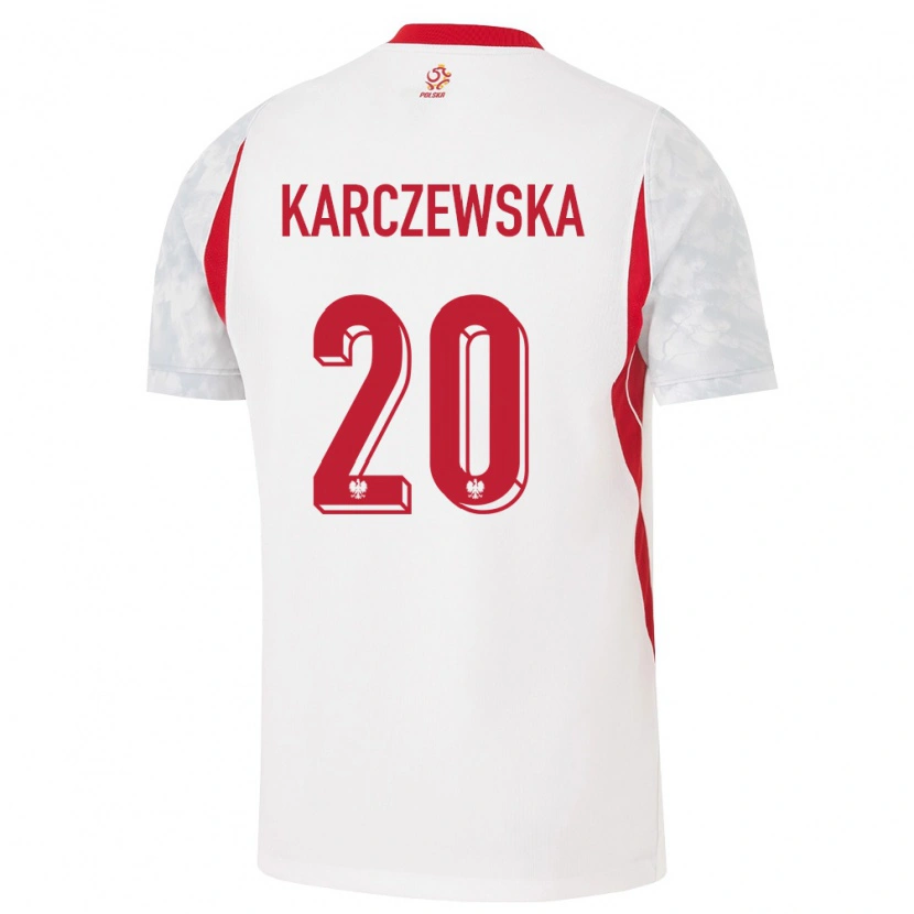 Danxen Mujer Camiseta Polonia Nikola Karczewska #20 Blanco Rojo Gris 1ª Equipación 26-28 La Camisa