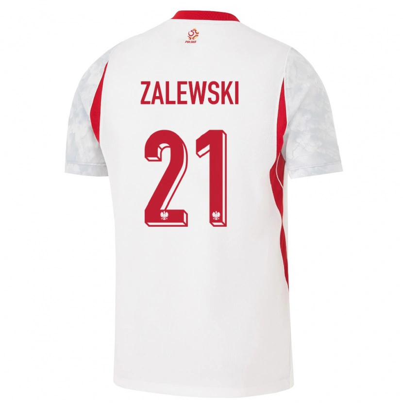 Danxen Mujer Camiseta Polonia Nicola Zalewski #21 Blanco Rojo Gris 1ª Equipación 26-28 La Camisa