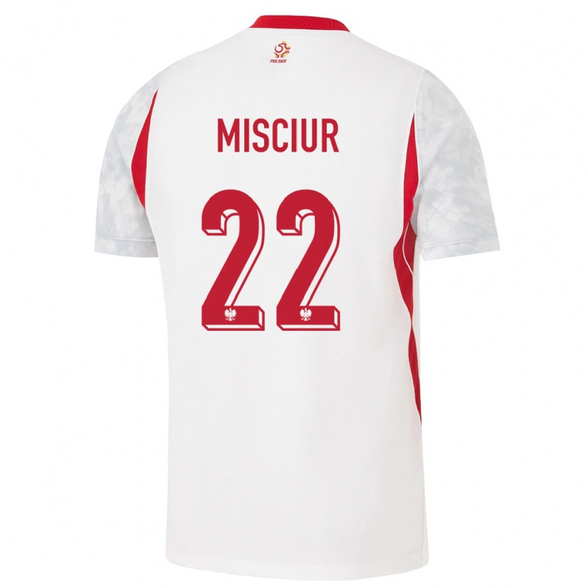 Danxen Mujer Camiseta Polonia Kornel Misciur #22 Blanco Rojo Gris 1ª Equipación 26-28 La Camisa