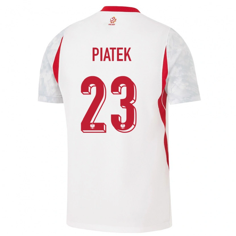 Danxen Mujer Camiseta Polonia Krzysztof Piatek #23 Blanco Rojo Gris 1ª Equipación 26-28 La Camisa