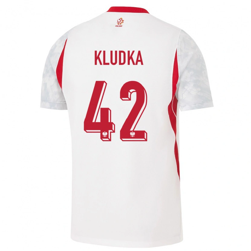 Danxen Mujer Camiseta Polonia Bartlomiej Kludka #42 Blanco Rojo Gris 1ª Equipación 26-28 La Camisa