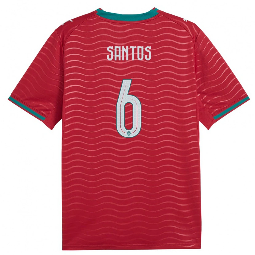 Danxen Mujer Camiseta Portugal Vasco Santos #6 Rojo Verde Blanco 1ª Equipación 26-28 La Camisa