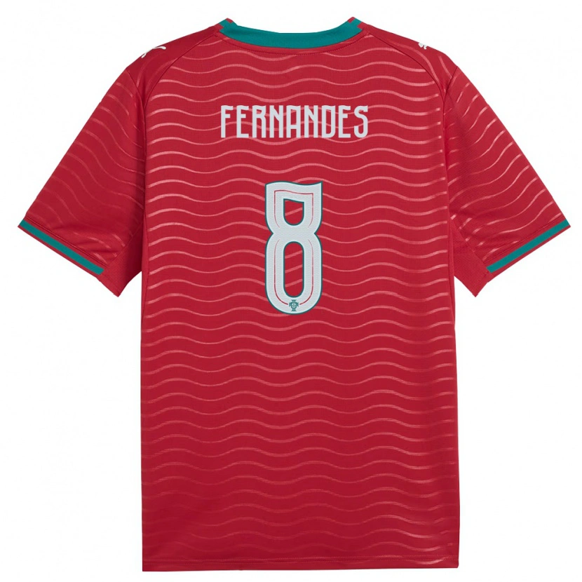 Danxen Mujer Camiseta Portugal Mateus Fernandes #8 Rojo Verde Blanco 1ª Equipación 26-28 La Camisa
