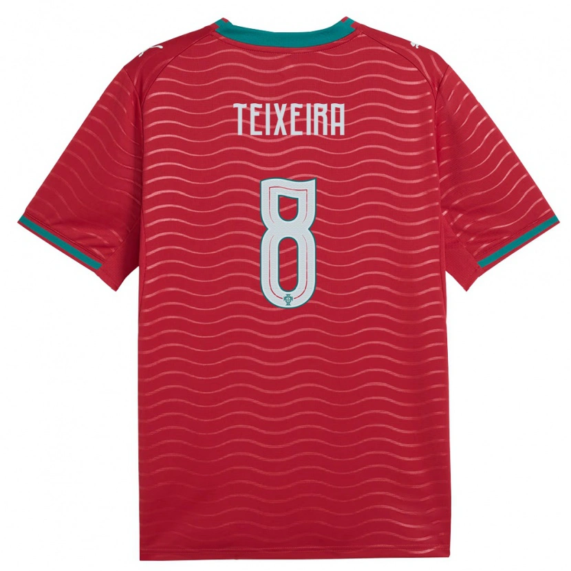 Danxen Mujer Camiseta Portugal Joao Teixeira #8 Rojo Verde Blanco 1ª Equipación 26-28 La Camisa