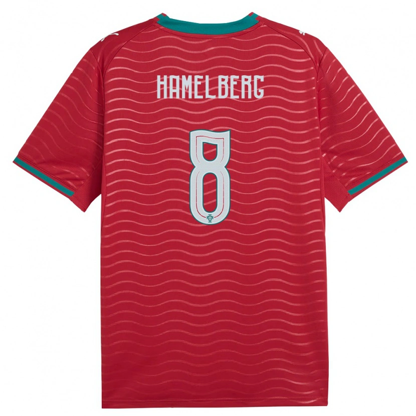 Danxen Mujer Camiseta Portugal Eric Hamelberg #8 Rojo Verde Blanco 1ª Equipación 26-28 La Camisa