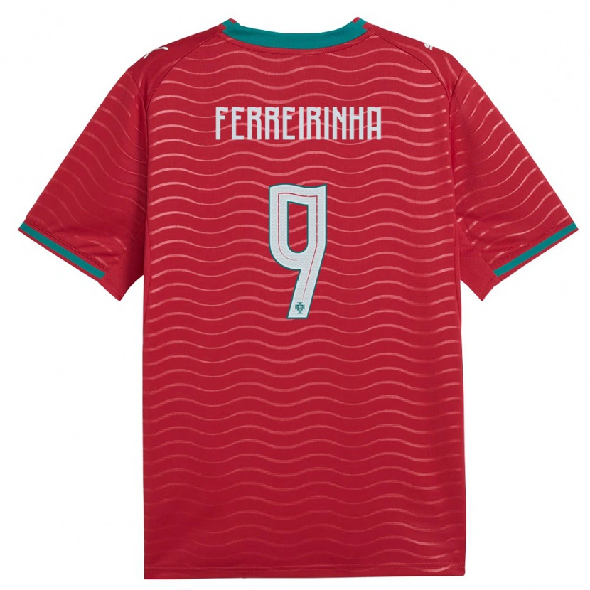 Danxen Mujer Camiseta Portugal Afonso Ferreirinha #9 Rojo Verde Blanco 1ª Equipación 26-28 La Camisa