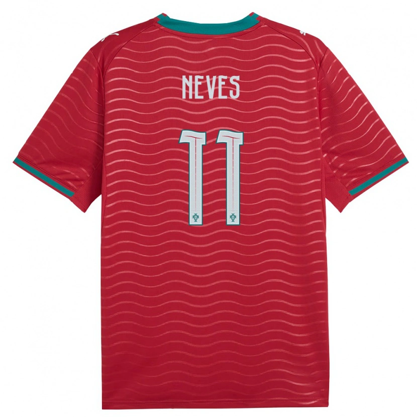Danxen Mujer Camiseta Portugal Bernardo Neves #11 Rojo Verde Blanco 1ª Equipación 26-28 La Camisa