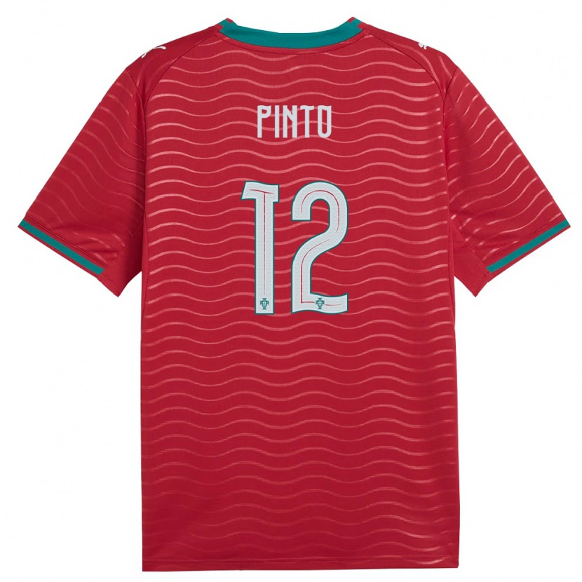 Danxen Mujer Camiseta Portugal Diogo Pinto #12 Rojo Verde Blanco 1ª Equipación 26-28 La Camisa